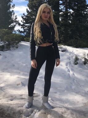 Black leather zip moto belted jacket